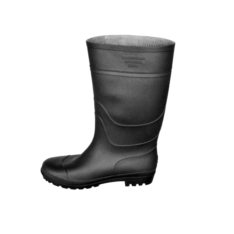 SS031-BB Portable Black Italy Style PVC Rainboots without Steel Toe