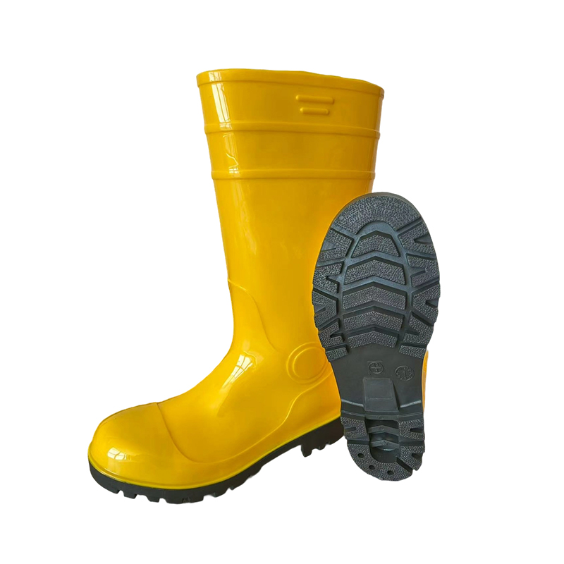 SS030YB New Shiny Steel Toe Safety Rain Boots Men